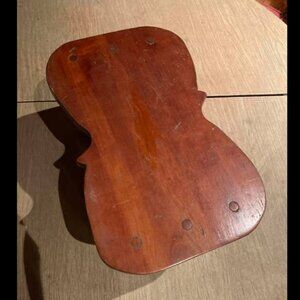 Stained Oak Wood Foot Stool  Retro Wooden Plant Stand from 1976